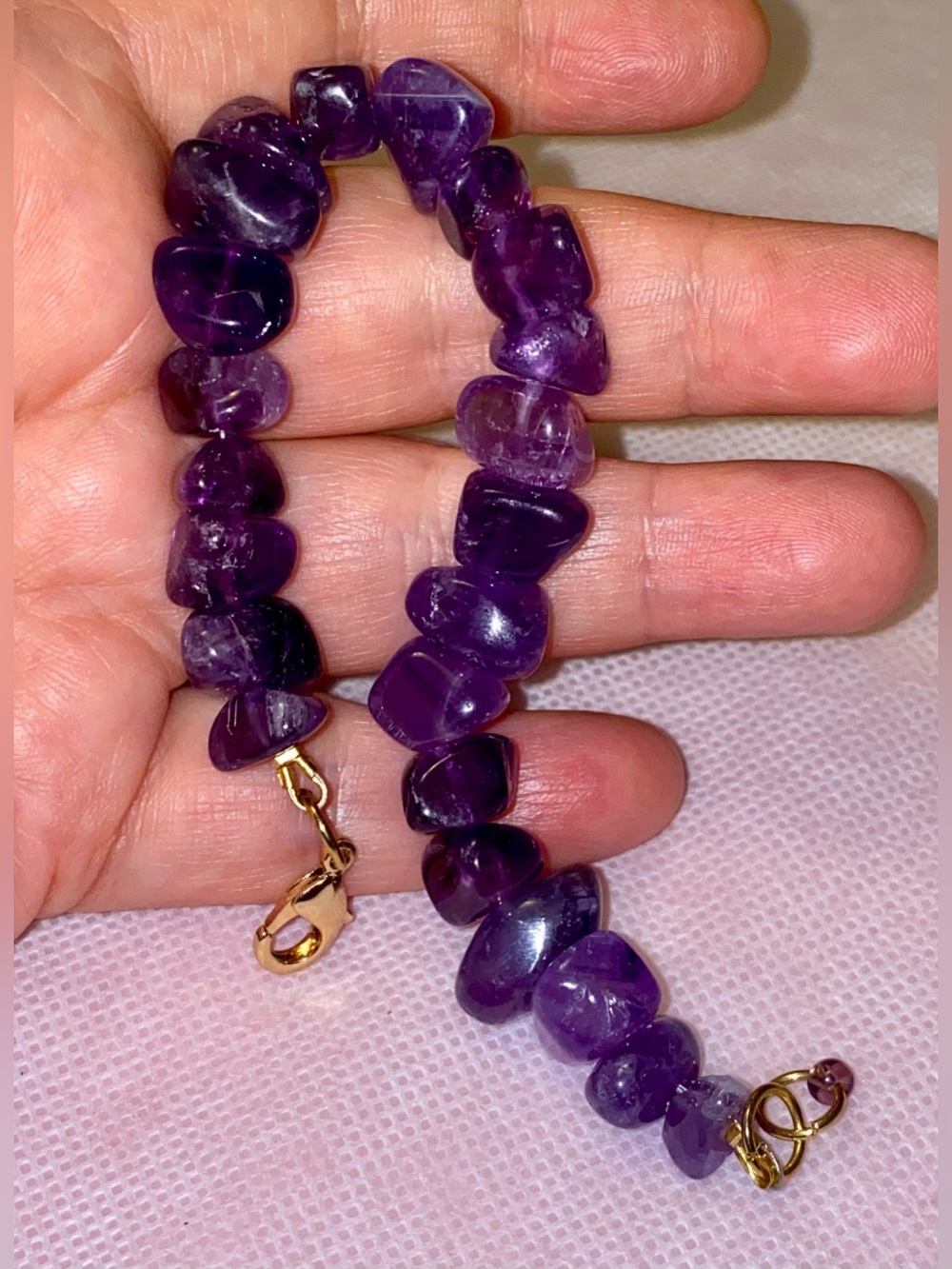 Amethyst Chip Bead Bracelet - Purple Gemstone Bracelet. Real Stones